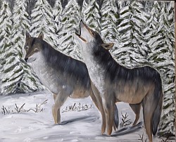 Маслена картина Вълци. Размер 50/60 см. - 250лв.-