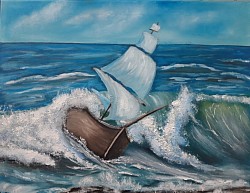 Маслена картина Морска буря.  Размер 40/50 см.- 200 лв . - 110,80 евро