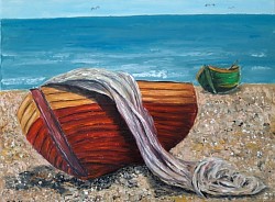 Картина с маслени бои Цветни лодки. Размер 30/40 см -92 евро