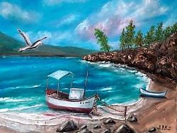 Маслена картина Морски залив. Размер 50/60 см..-138 евро