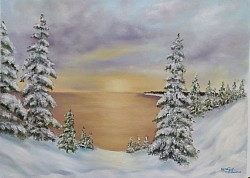 Маслена картина зима.   Зимно вдъхновение .размер 60/40 см - 250 лв-127,80 евро