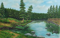 Маслена картина С дъх на борова гора . Размер 60/40 см. - 320 лв.-163,60 евро