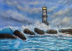 Морска стихия маслена картина. Размер 70/50 см. -153 евро