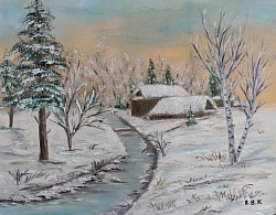 Зимен пейзаж .Зимно утро. Размер 30/40 см.- 200 лв.-102,30 евро
