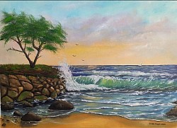 Морско утро маслена картина. Размер 70/50 см.- 320 лв.-163,60 евро