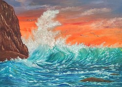 Голямата морска вълна маслена картина. Размер 110/75 см.-255  евро