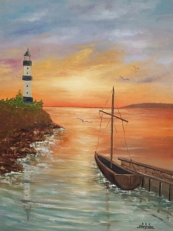 Морска идилия маслена картина. Размер 80/60 см..-163  евро