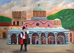 Рилски манастир.Аз съм българче и пазя българската вяра. Маслена картина. Размер 110/ 80см. - 500 лв-255,65 евро