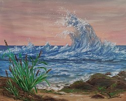 Морски изгрев маслена картина.- 250 лв-127,80евро