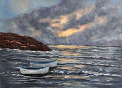 теменужен морски залез маслена картина. 60/40 -143 евро