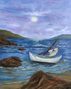 БЯЛАТА ЛОДКА- маслена картина . Размер 70/55 см.- 300 лв.-153,40 евро