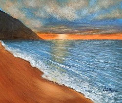 СЛЪНЧЕВИ ОТБЛЯСЪЦИ-Морски пейзаж . Размер 60/50 см- 280 лв.-143,20 евро