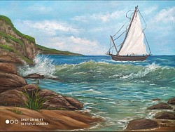 ПОПЪТЕН ВЯТЪР- Море и кораб маслена картина. Размер 120/90- 600 лв.-306,78 евро