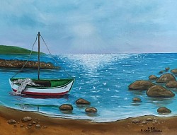 Морски пейзаж Искрящо море . Размер 70/60 с рамка- 280 лв.-143,20 евро