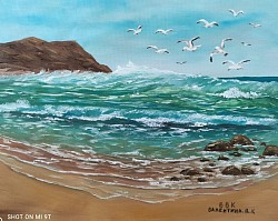 Море и чайка. ПЕСЕНТА НА ЧАЙКИТЕ. Размер 70/60 см.- 150 евро.