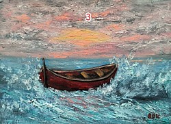 Лодка маслена картина 50/60 см с рамка - -120 евро