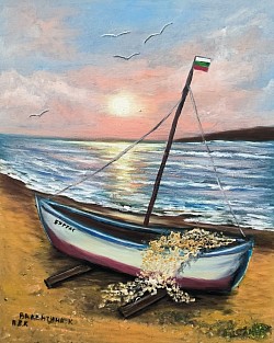 Картина с маслени бои Да си спомним за лятото . Размер 50/60 см с рамка. - 240 лв.-122,70 евро