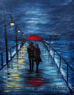 Романтичен Бургас маслена картина. Размер 70/60 см с рамка .-153 евро