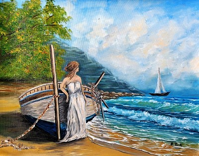 Морски пейзажи. Вдъхновение от морето. Маслени картини за подарък . БРЕГЪТ НА МЕЧТИТЕ   200 евро 70/60 см.