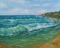 Морски вълни. Морски пейзаж. ИЗУМРУДЕНИ ВЪЛНИ -70/60 см- 220 евро