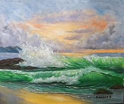 Морски пейзаж. Маслена картина,,  Морска нежност. Размер 65/55 см- 260 евро